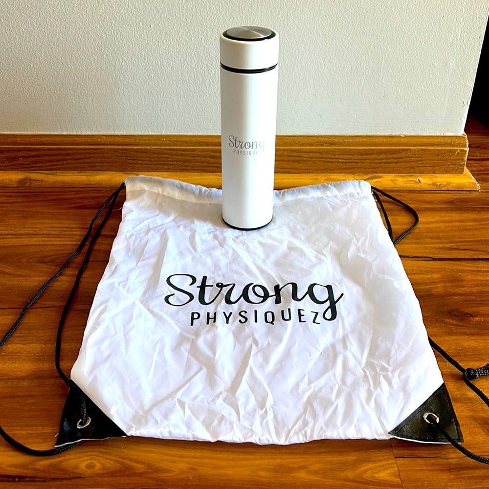 Strong Physiquez Stainless Steel Water Bottle with Bag